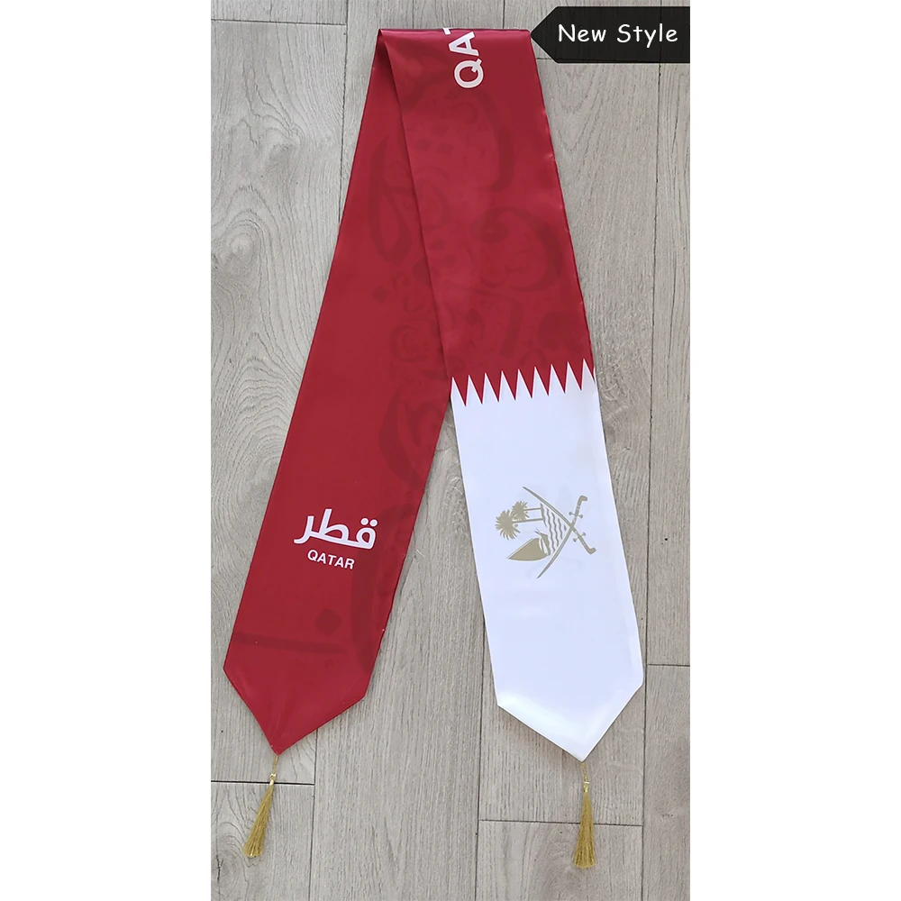 Country Double Side Printing Satin Football Soccer Fans National flag Qatar Scarf