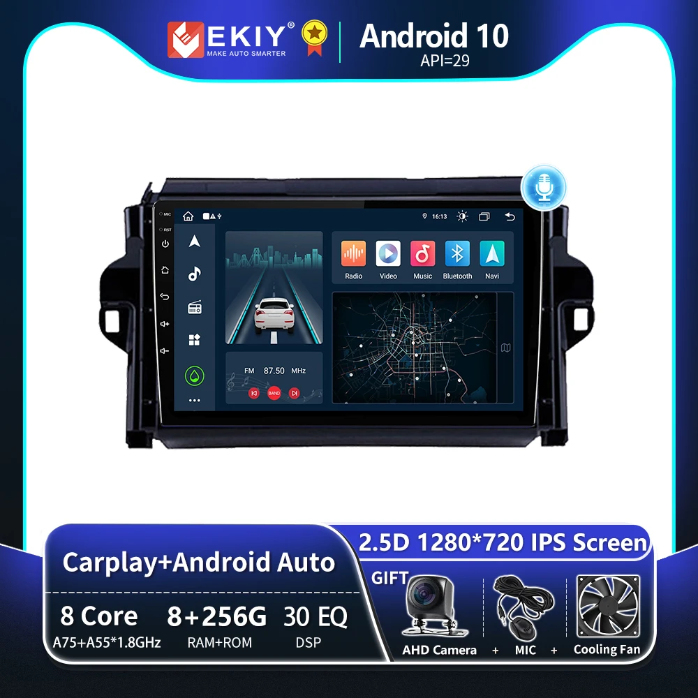 

EKIY T8 For Toyota Fortuner 2 2015 - 2018 Car Radio Multimedia Video Player Stereo Tape Record Navi GPS Android Auto Carplay BT