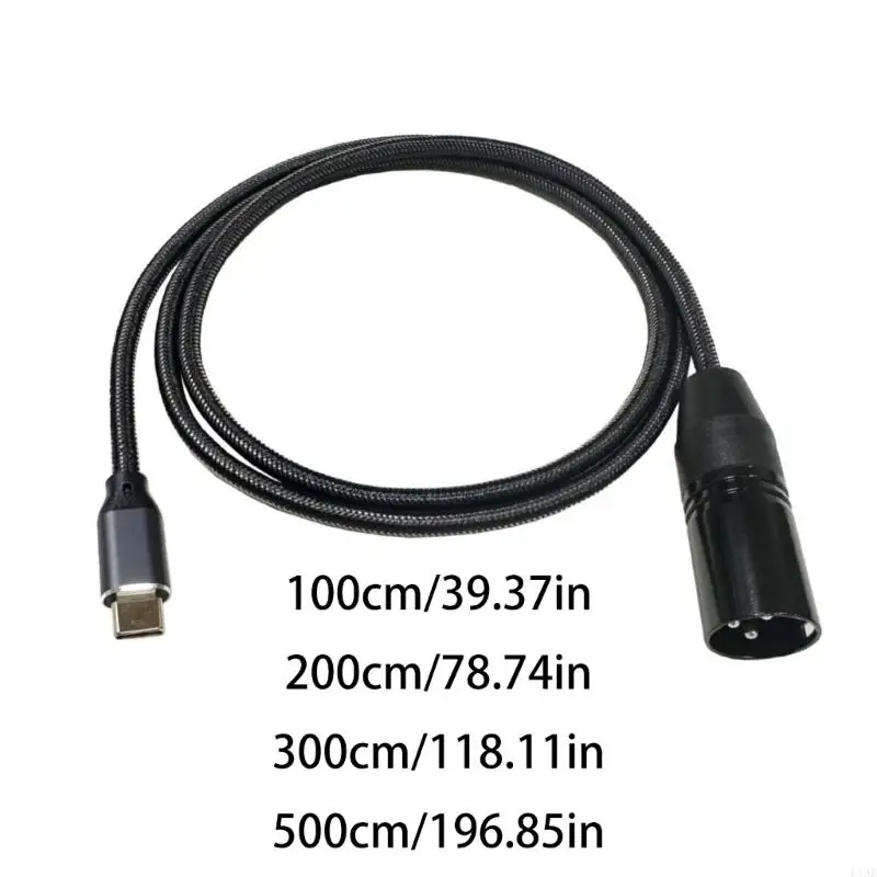 USB Type C to 3-Pin XLR Male Sound Cable with Metal Housings, Screened Internal Conductors, and Layered Construction F19E
