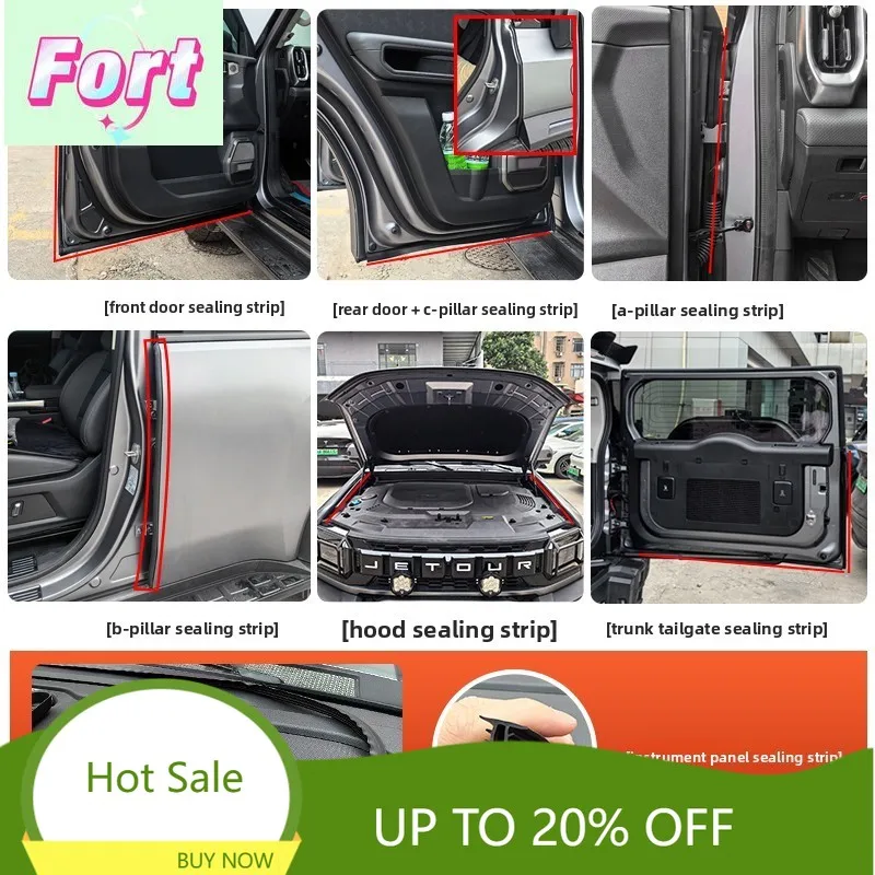 New For JETOUR T2 seal strip all doors B-pillar tailgate soundproof strip door noise retrofit accessories