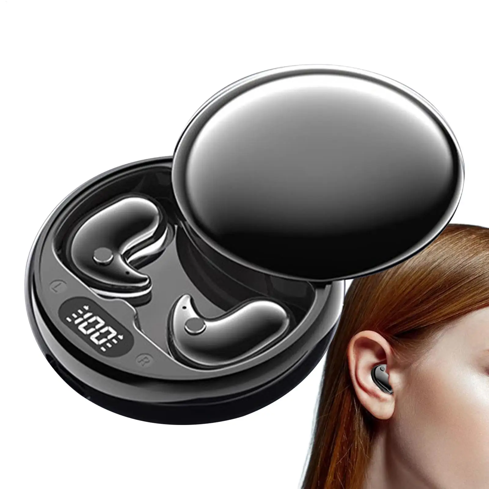 

Беспроводные наушники, маленькие наушники-вкладыши, невидимые наушники для сна, перезаряжаемые вкладыши со светодиодным дисплеем, затычки для ушей для мужчин и женщин, звонок