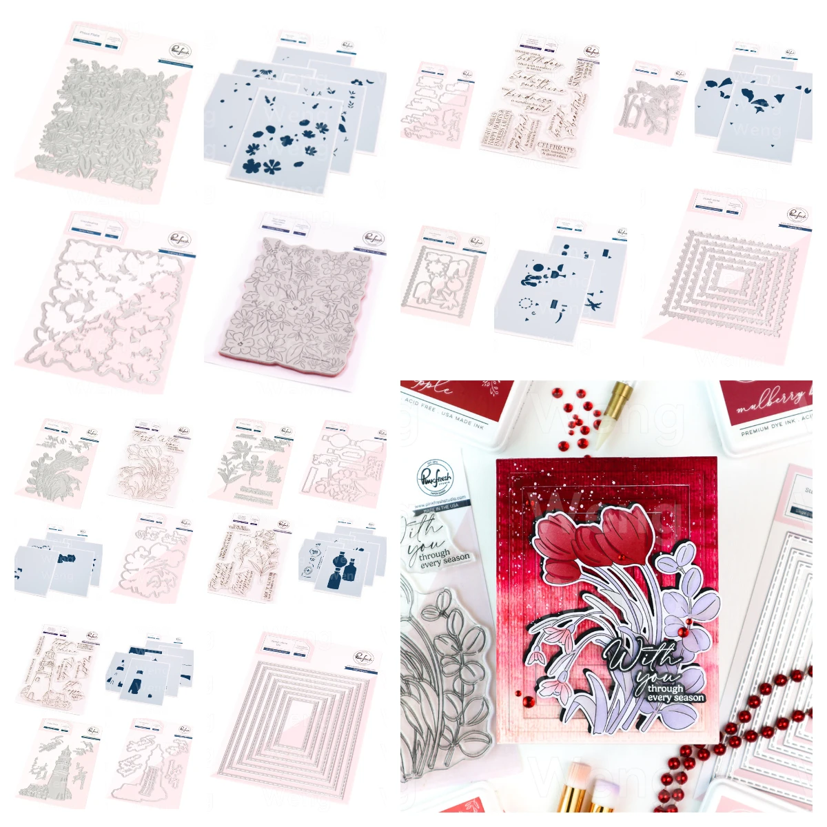 

Pink Fresh 2025 New Paper Craft Metal Dies Summer Fun Rectangular Frame Flower Dies Stamps Stencils DIY Scrapbook Greeting Card