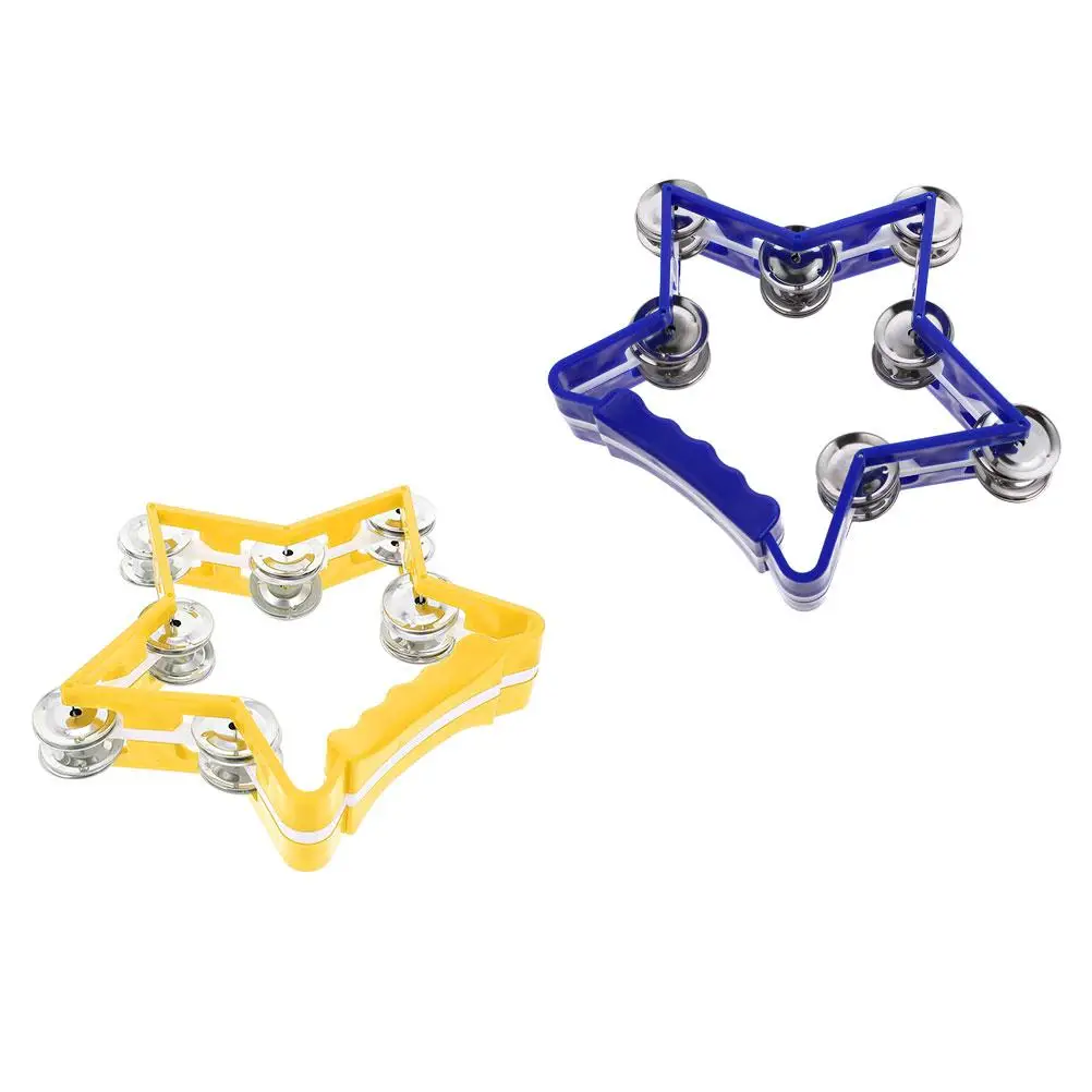 

2Pcs Hand-ring Drum Rhythm Percussion Handbells Kids Toys Musical Tambourines Double Row Bells Music Toys Handheld Bells Safe