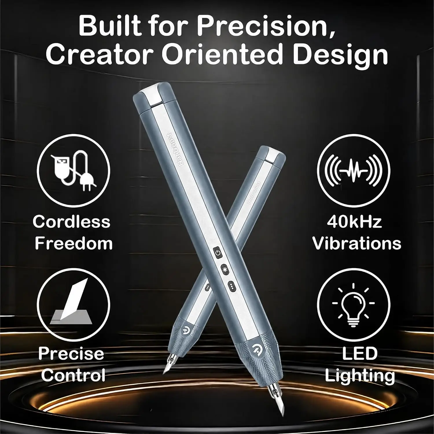 Hanboost C1 Lite Wireless Ultrasonic Cutter, 40,000Hz Electric Craft Knife, 3 Power Modes & LED, Portable Hobby Tool for 3D Prin