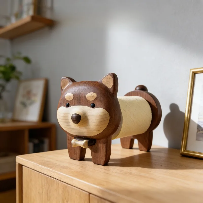 Wooden Puppy Roll Holder Desktop Napkin Holders Creative Living Room Paper Rack Bathroom Elegant Tissue Racks Home Supplies