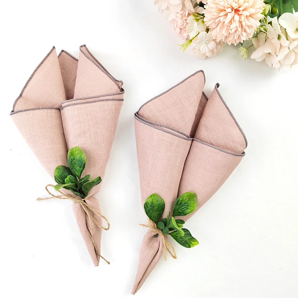 Set of 12 Napkin Cloths Made of 100%Pure Linen 16x16Inch Eco-friendly Durable Ideal for Wedding Family Gathering Picnic and More