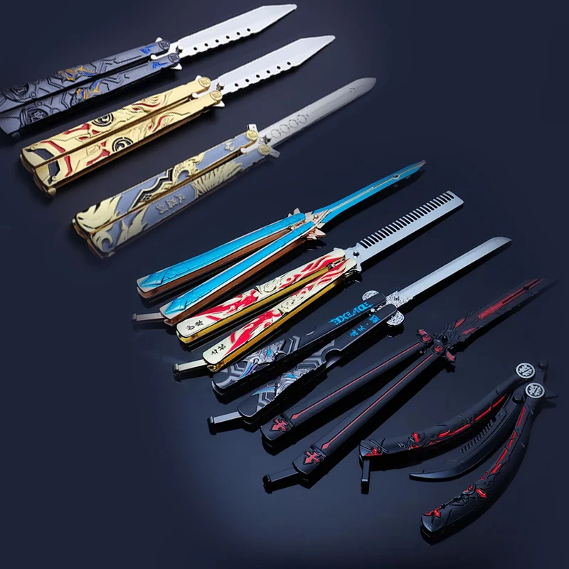 New Animation Game Genshin Impact Butterfly Knife Toy Unsharped Metal Weapon Wolf's Last Road Stick Cyno Weapon Model Gift 