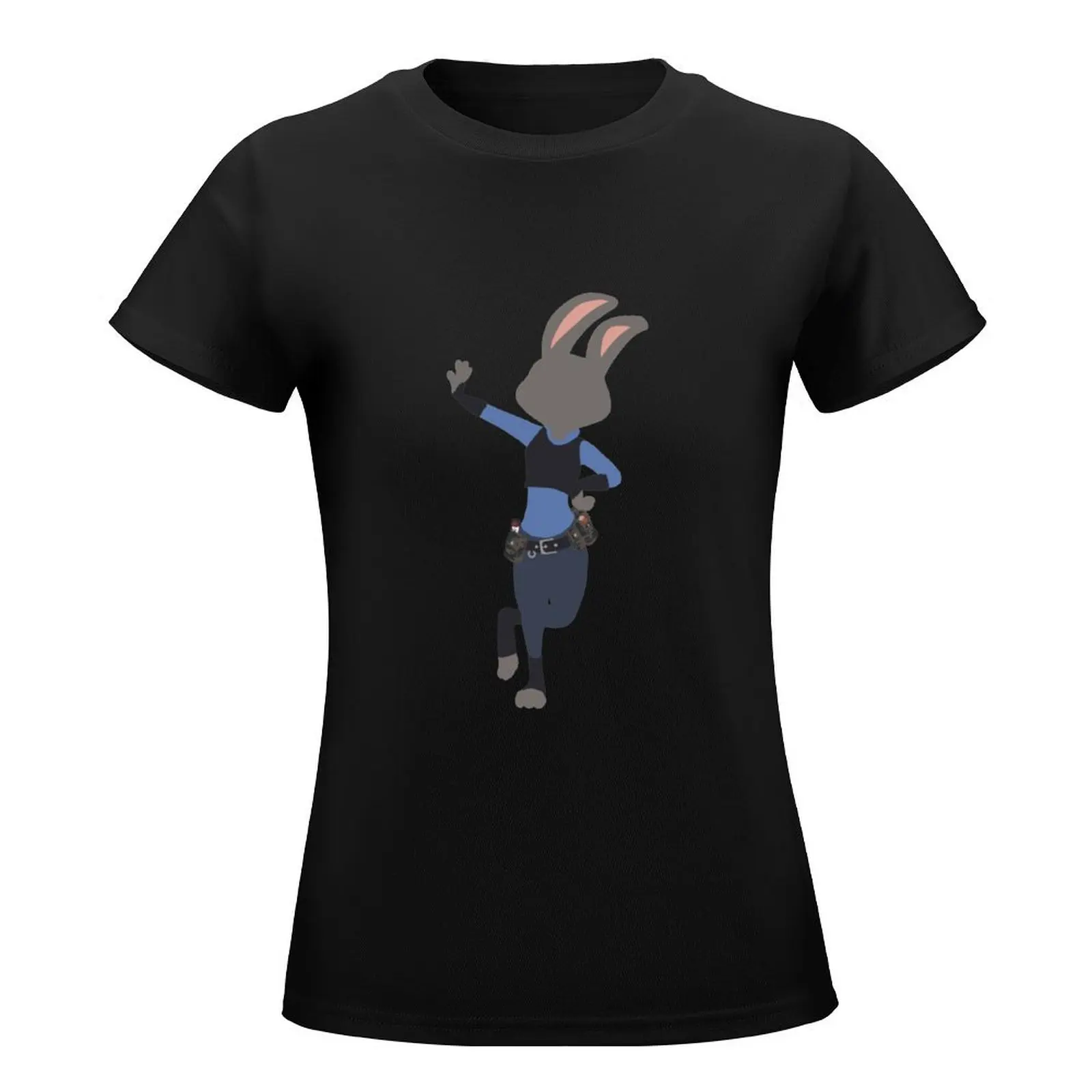 Zotopia-T-shirt lapin pour femme, vêtement d'été humoristique