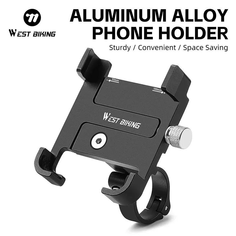 

WEST BIKING Motorcycle Phone Holder Aluminum Alloy Mobile Phone Bracket Cycling Callphone Stand Accessories Easy to Install
