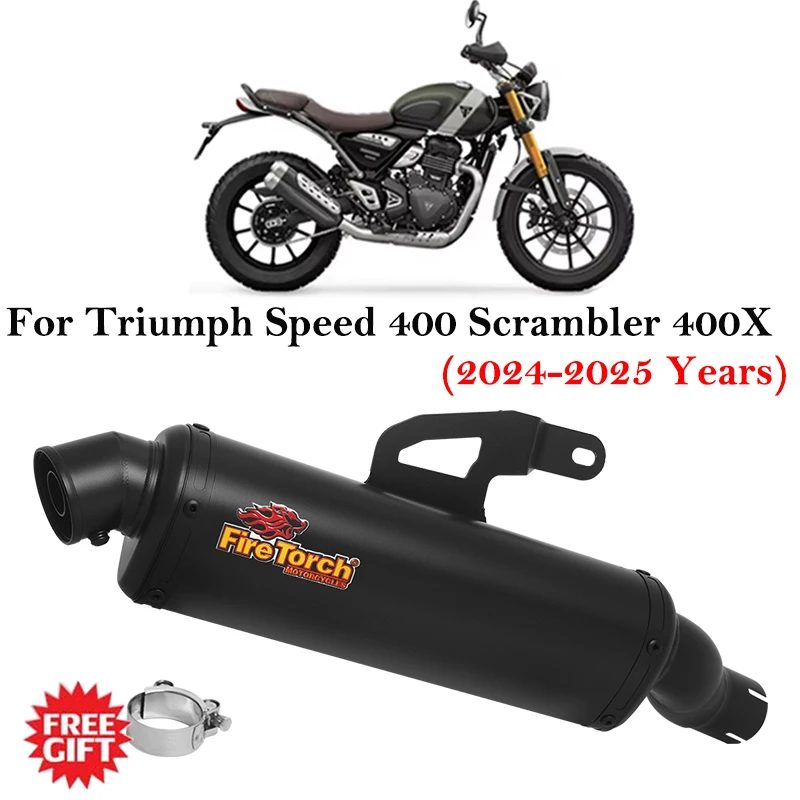 

Slip On For Triumph Speed 400 Scrambler400X 400X 2024 2025 Motorcycle Exhaust Systems Escape Middle Link Pipe Muffler Motorcross