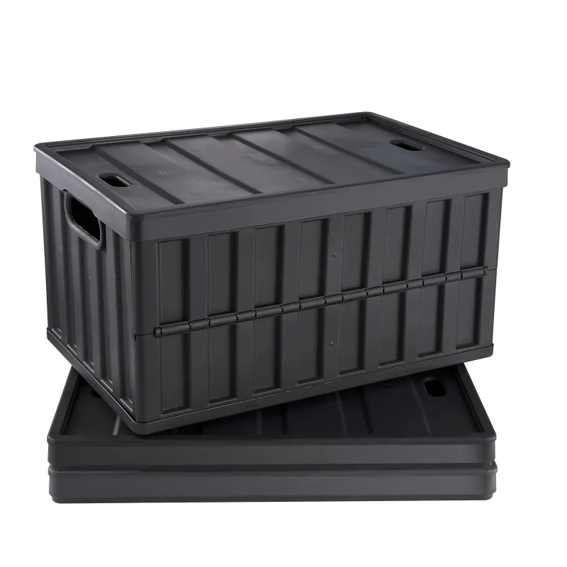 SucceBuy 45L/65L Collapsible Storage Bins Folding Stackable Utility Garage Crates with Lids Handles for Clothes Snack Grocery