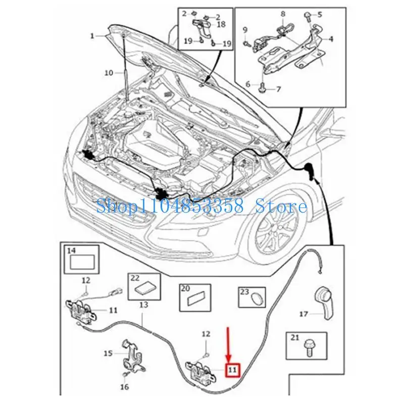 652F Car Engine Hoods LatchsLock Bonnet HoodsLock Cabin Lock Door Lock Assembly Compatible For S60 V40 2012-2020 31371016