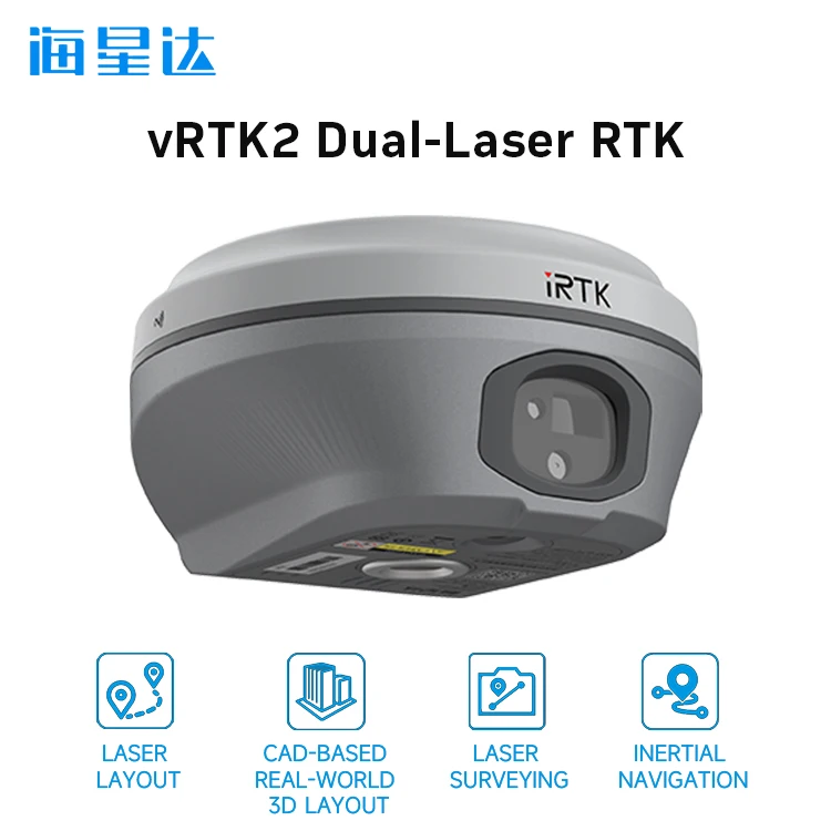 VRTK2 GNSS RTK Rover Receiver, Laser Dual Camera Visual Surveying Instrument For Topographic Map Surveying Tasks