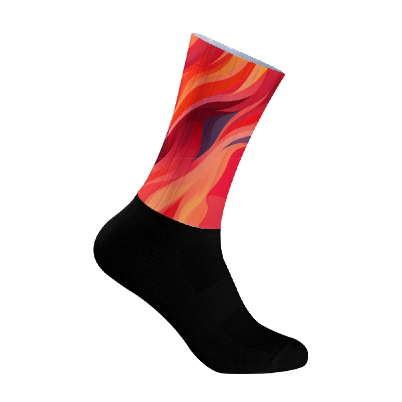 

Colorful Flame - Patterned Cycling Socks New Summer Breathable Cycling Socks Men Women Road Bike Calcetines Ciclismo
