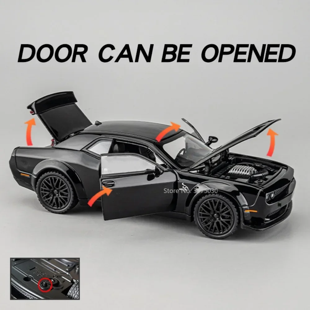 1:32 Dodge Challenger SRT Hellcat Models Toys Cars Alloy Diecast Miniature Car with Pull Back Sound Light Vehicle for Boys Gifts