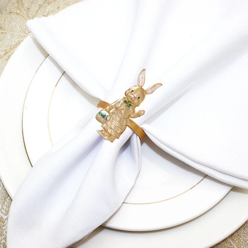 

Rabbit Napkin Rings Elegant Napkin Holder Decor Creative Tableware Alloy Material Smooth Finish Easter Spring Wedding Parties