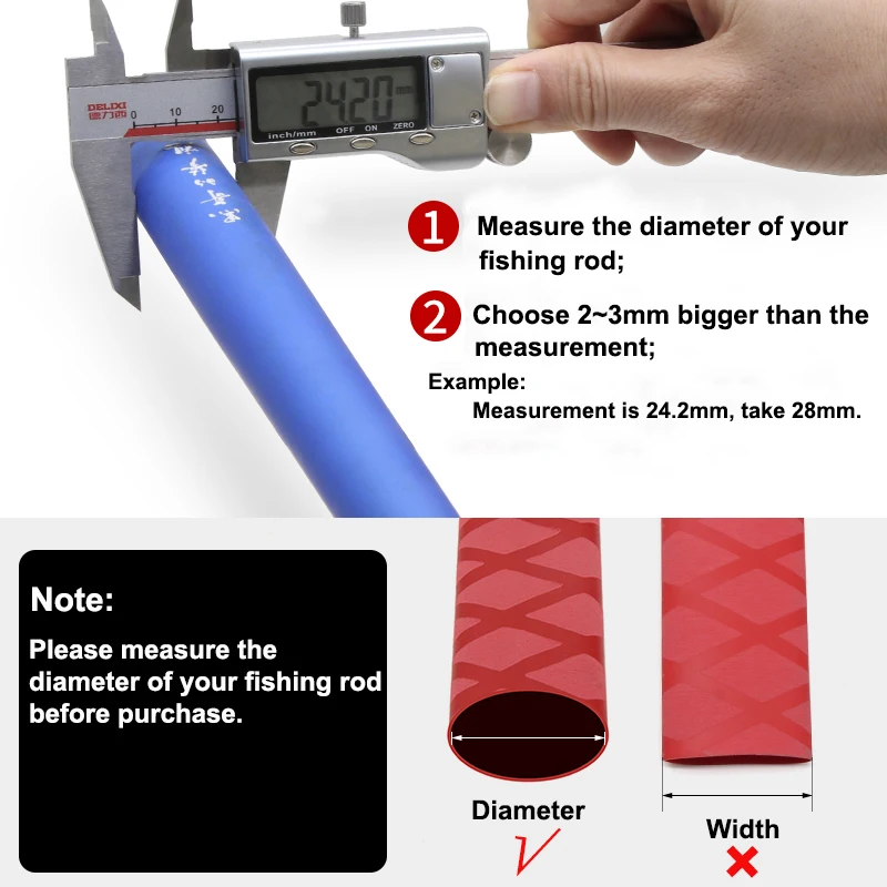 1~10pcs Non-slip Heat Shrink Tube 15 18 20 22 25 28 30 35 40 45 50mm Waterproof Cover Insulated Wrap Protector for Fishing Rod