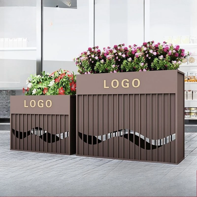 Outdoor wrought iron flower box outdoor anti-rust combination rectangular stainless steel flower slot bed stand plant