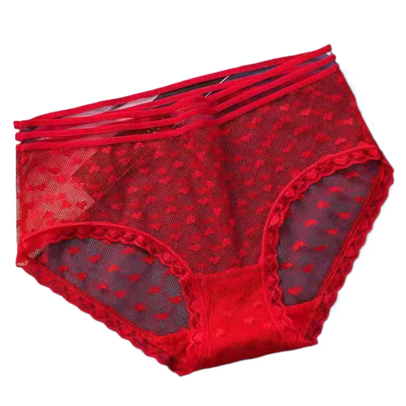 Wedding Festive Natal Year Big Red Panties Women's Lace Sexy Cotton Crotch Women's Girl Briefs Smooth and Soft Quick-dry Panties
