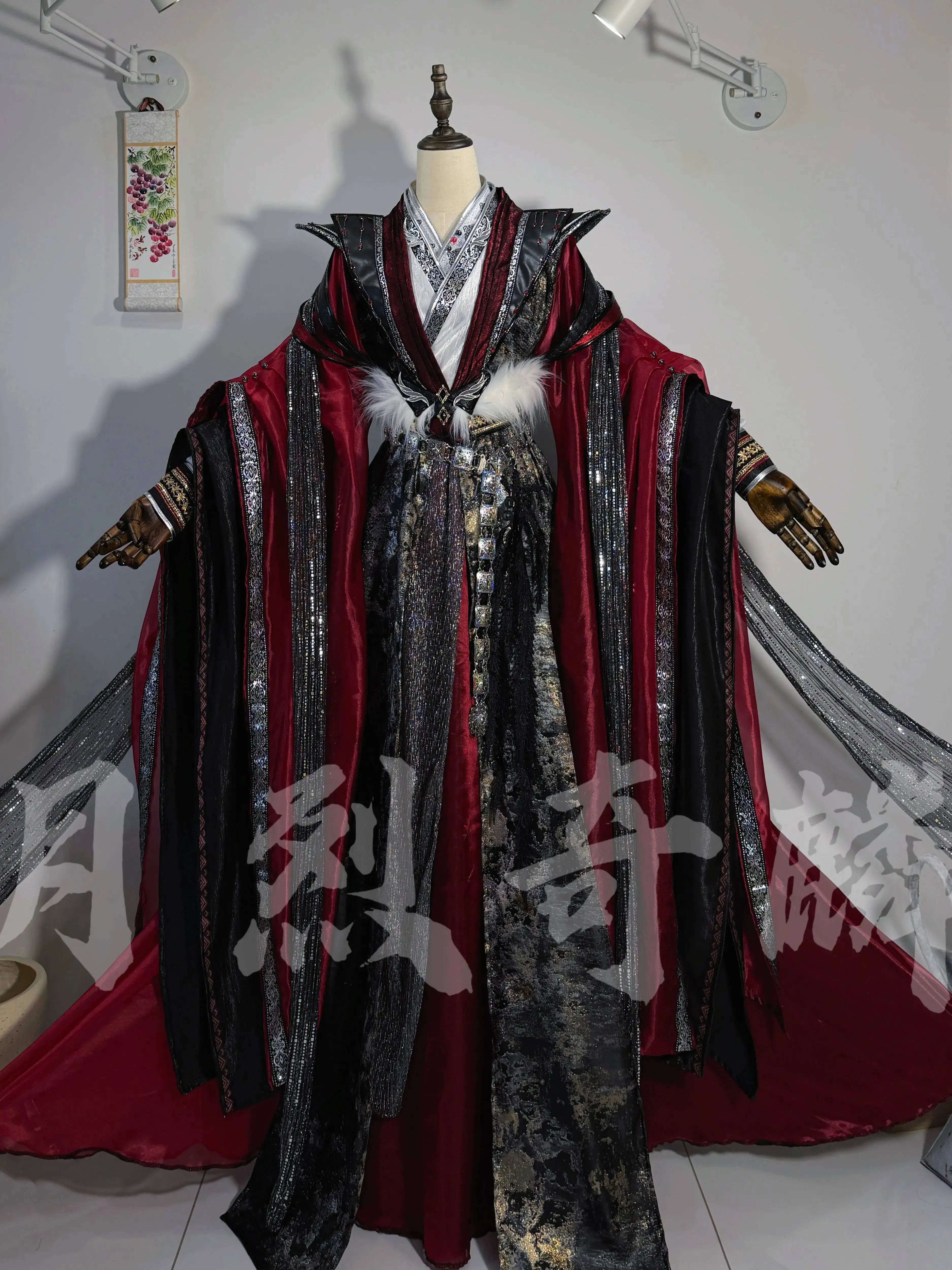 

Костюм для косплея Ло Бинхэ в древнем стиле, красно-черный, костюм императора-бессмертного, пошитый на заказ