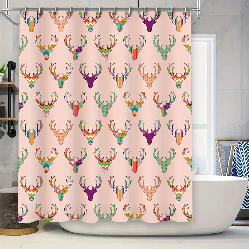 

Красочная занавеска для душа с принтом оленя, водонепроницаемая тканевая отделка для ванны