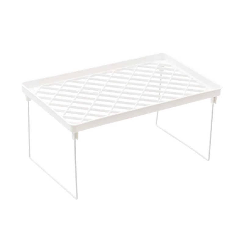 White Wire Stacking Cabinet Shelf, Stackable, Foldable, Space Saving, Stand Rack, Desk, Countertops, Storage Holder