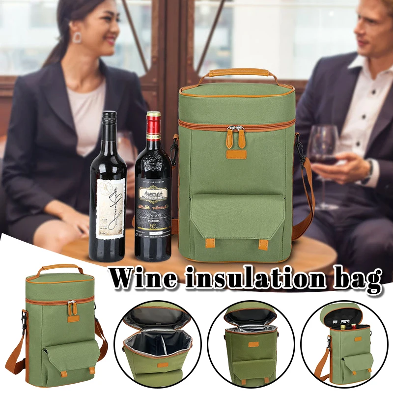 

Wine Bag Waterproof Thermal Wine Bottle Carrier Portable Foldable Shoulder Handbag for Outdoor Picnic Camping Travel Party