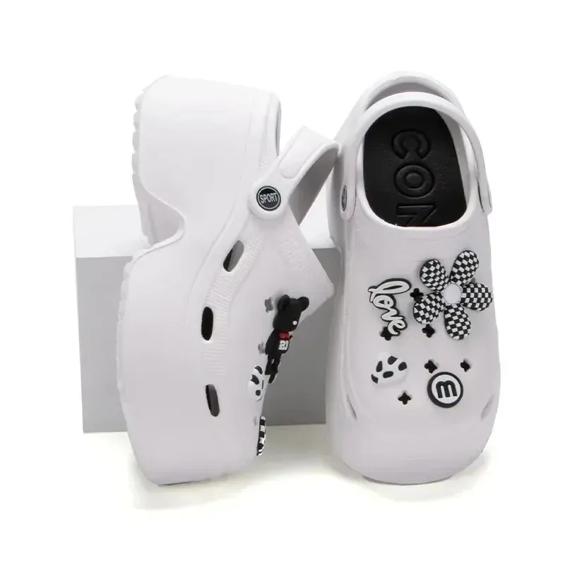 Women Chunky Platform Sandals Summer Soft Thick Sole Diy Clogs Garden Shoes Woman Closed Toe Non-Slip Beach Slides Sandals