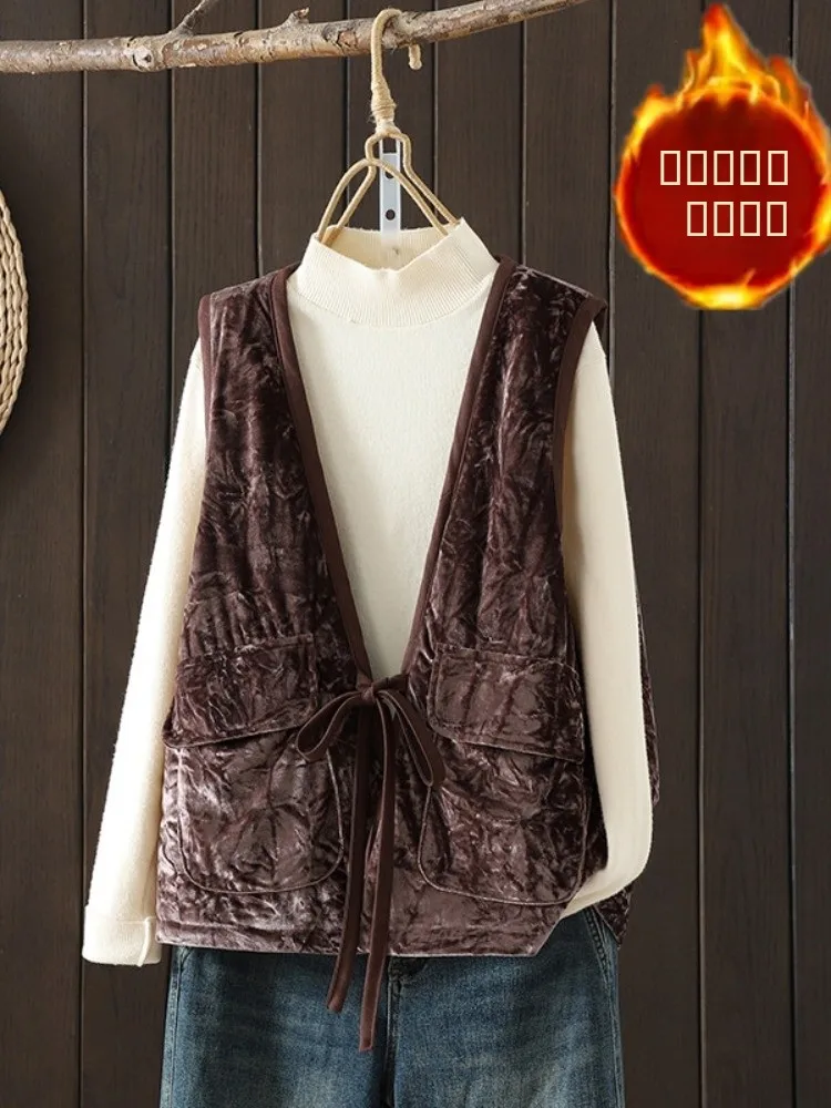 

Женское зимнее пальто из вельветового хлопка с эффектом похудения, легкое, многослойное, с поясом