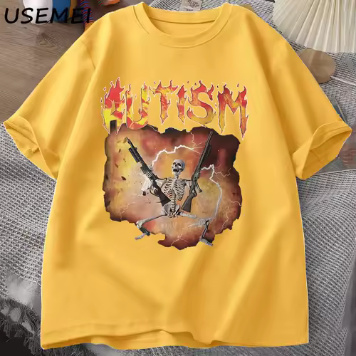 Autistic Funny Skeleton T-Shirt Men Women Autism Meme Graphic T Shirts Harajuku Fashion Cotton Vintage T Shirt Unisex Streetwear - Image 9