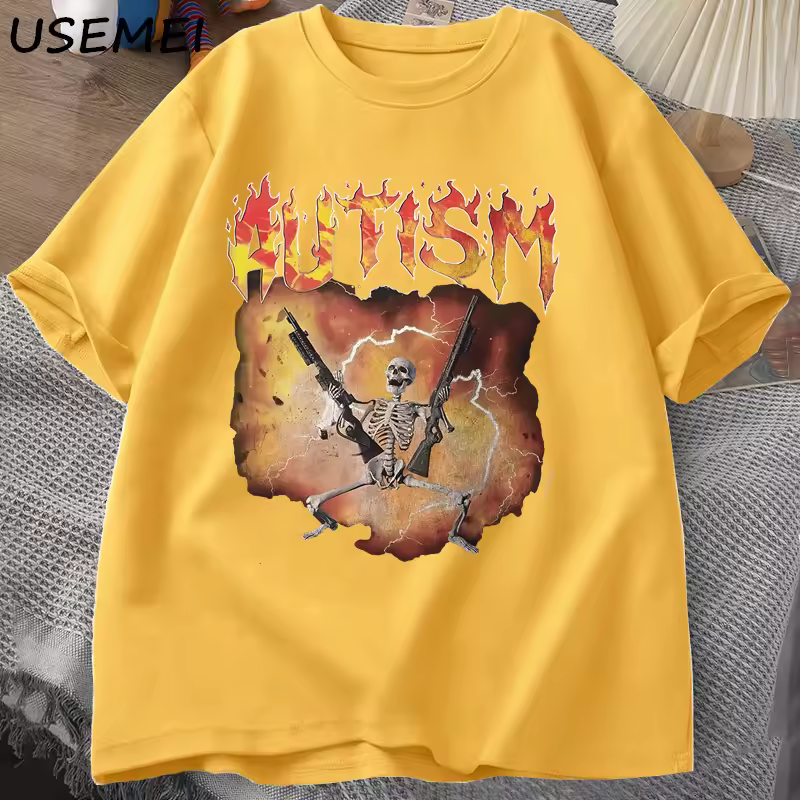 Autistic Funny Skeleton T-Shirt Men Women Autism Meme Graphic T Shirts Harajuku Fashion Cotton Vintage T Shirt Unisex Streetwear - Image 9