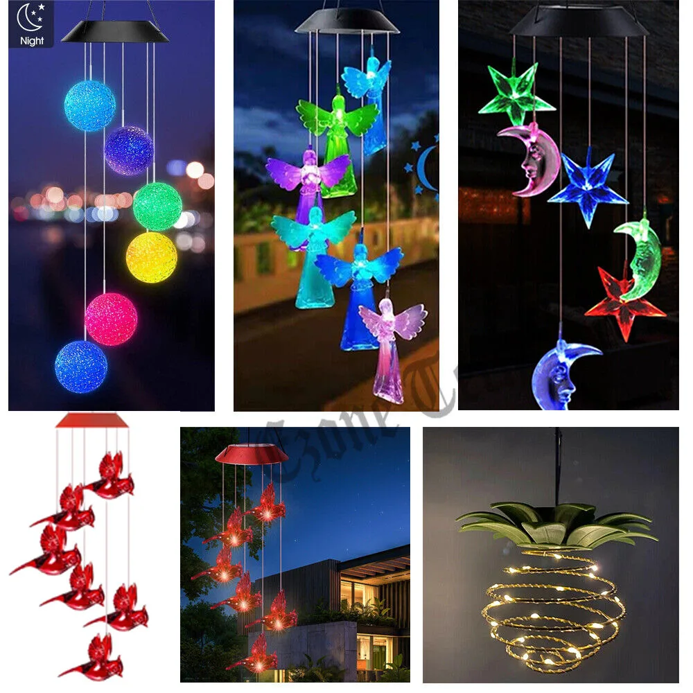 

Solar powered LED wind chime ball light waterproof color changing light hanging solar powered light home garden decoration