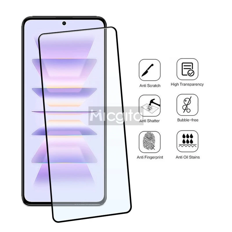 9H Tempered Glass For POCO F5 Pro Screen Protector Anti-Scratch Front Glass film and Soft Fiber Lens film