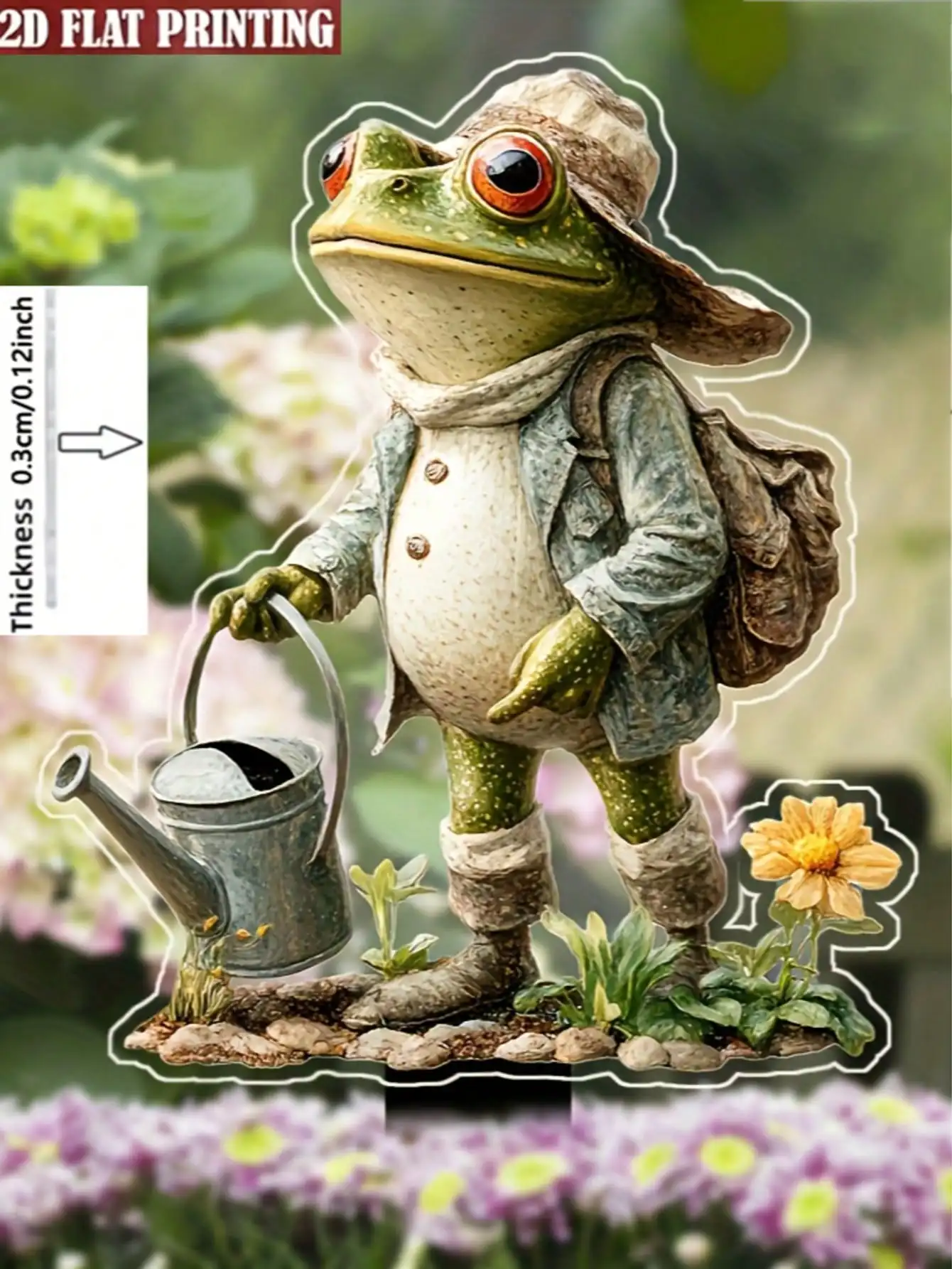 1PCS Frog Creative Garden Decorative Pile Weather Resistant Outdoor Decoration Suitable for Flower Bed Decora and Lawn Decora