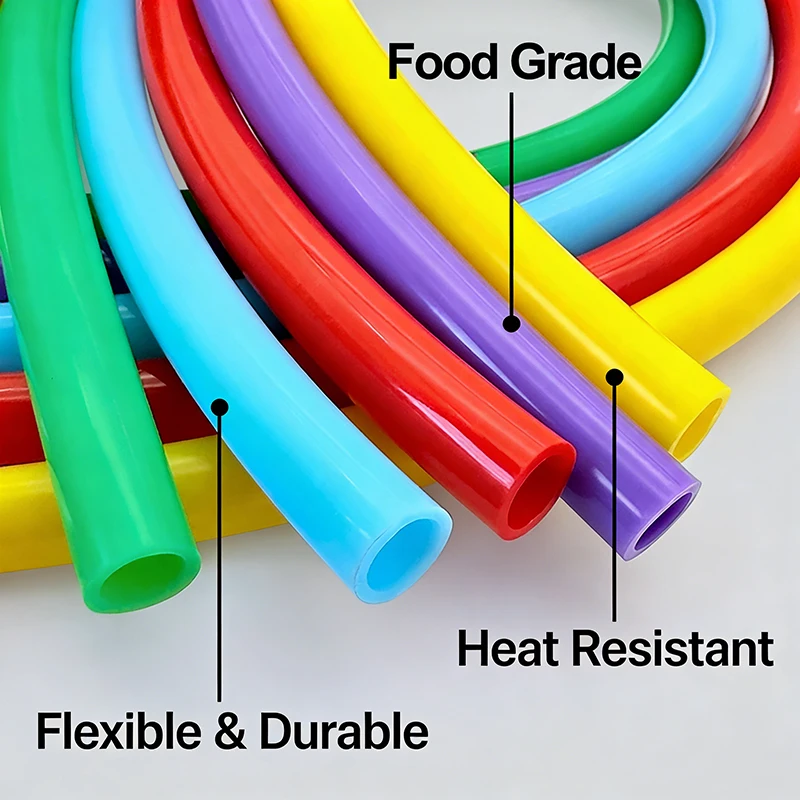 Non-Toxic Color Silicone Food Grade Tube Flexible Anti-Aging Water Hose ID2mm-12mm for Beverage Making Drinking Water Kitchen