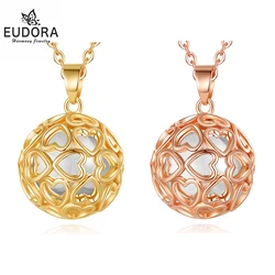Eudora 20MM Bola De Grossesse Heart Harmony Ball Necklace Pregnancy Chime Bola Angel Caller Pendant Fine Jewelry for Women Gift