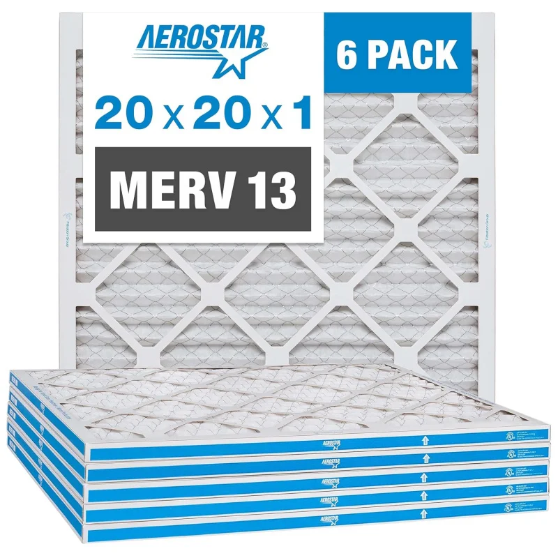 

20x20x1 Merv 13 pleated air, ac furnace air, 6 (actual size: 19 3/4 "x 19 3/4" x 3/4 ")