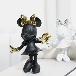 Minnie Mouse Statue Cartoon Girls Mouse Figure Resin Sculpture Figurines Luxury Ornaments Living Room Home Decor Gifts