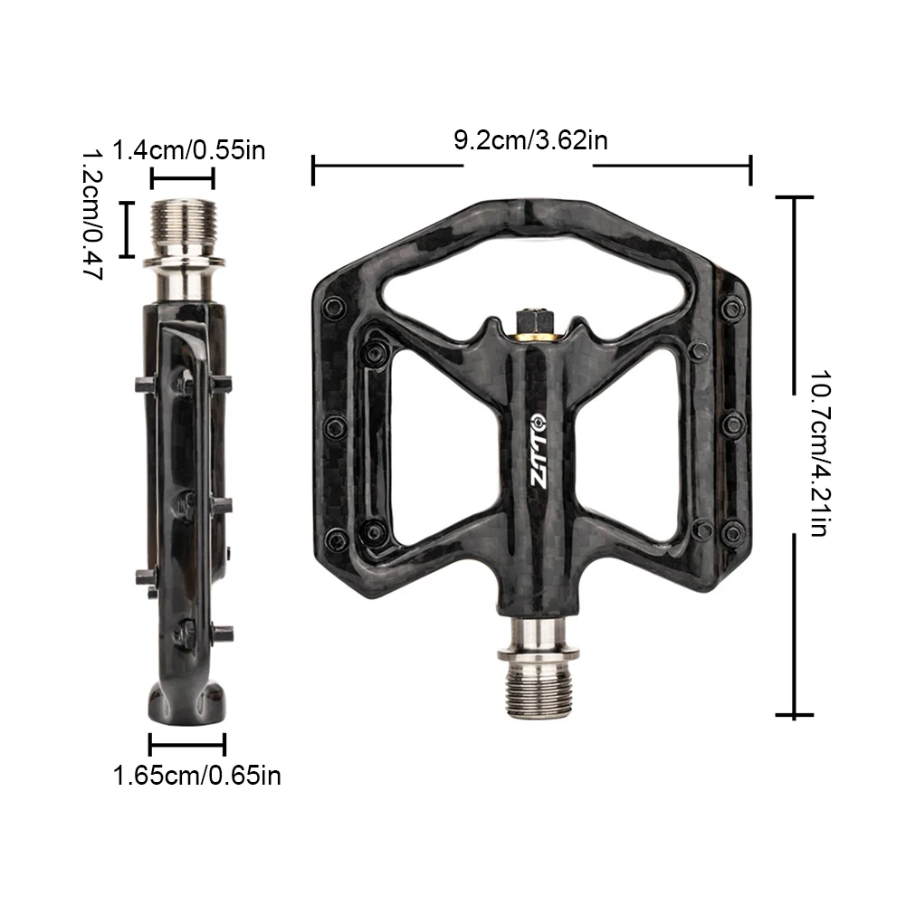 2Pcs Ultralight Bicycle Pedals Carbon Fiber Lightweight Flat Pedals Titanium Alloy Axle Bicycle Platform Pedal for MTB Road Bike