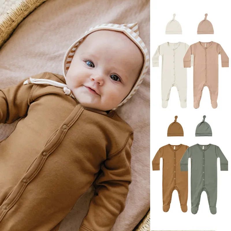 

Jenny&Dave Cotton baby jumpsuit, autumn long sleeved cardigan, newborn clothes, autumn bag, buttocks, solid color jumpsuit, craw