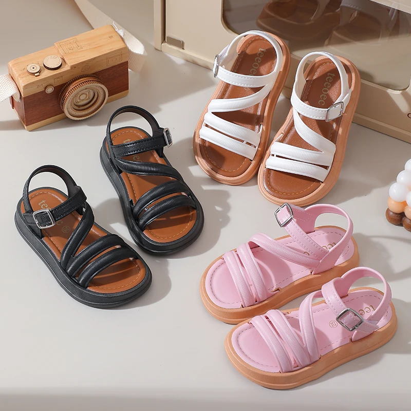 

2025 green environmental protection factory latest girl's sandals fashion simple girl's baby sweet style light weight breathable