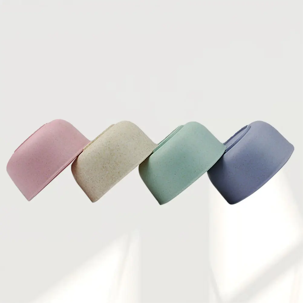 4 pçs conjunto de tigela de sobremesa de palha de trigo seguro para crianças inquebrável anti-queimadura crianças utensílios de mesa presentes tigela de palha de trigo