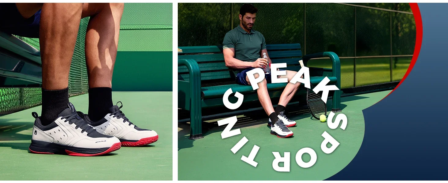 FitVille Herren-Tennisschuhe, bequeme Pickleball-Schuhe für Herren, atmungsaktive Freizeit-Sport-Sneaker, rutschfeste Fußgewölbestütze – Detail 7