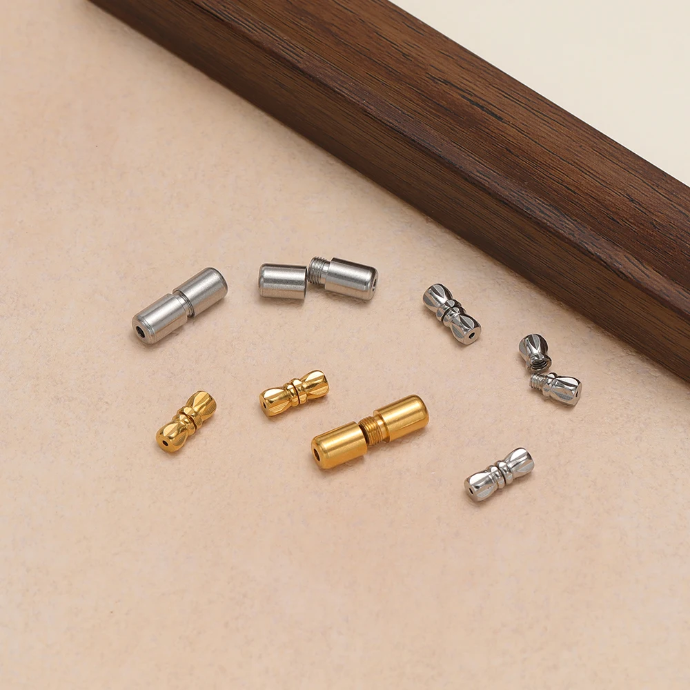 10 Stück Edelstahl-Röhrchenperlen, Kordeln, Seil-Schraubverschlüsse für DIY-Schmuckherstellung, geflochtene Armbänder, Halsketten, Ohrringe und Zubehör – Detail 5