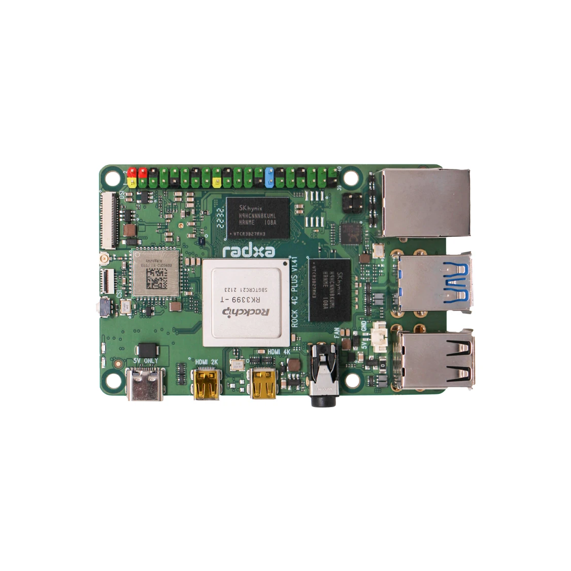 Radxa ROCK 4C+ RK3399-T, 6-core CPU SBC, HDMI with 4K Output, WiFi 5 and Gigabit Ethernet, Single Board Computer