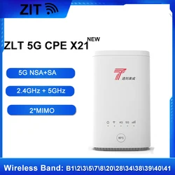 Nova marca original 5g produto cpe zlt x21 roteador wi-fi sem fio com cartão sim 5g dupla freqüência nsa + sa modem 5g wifi