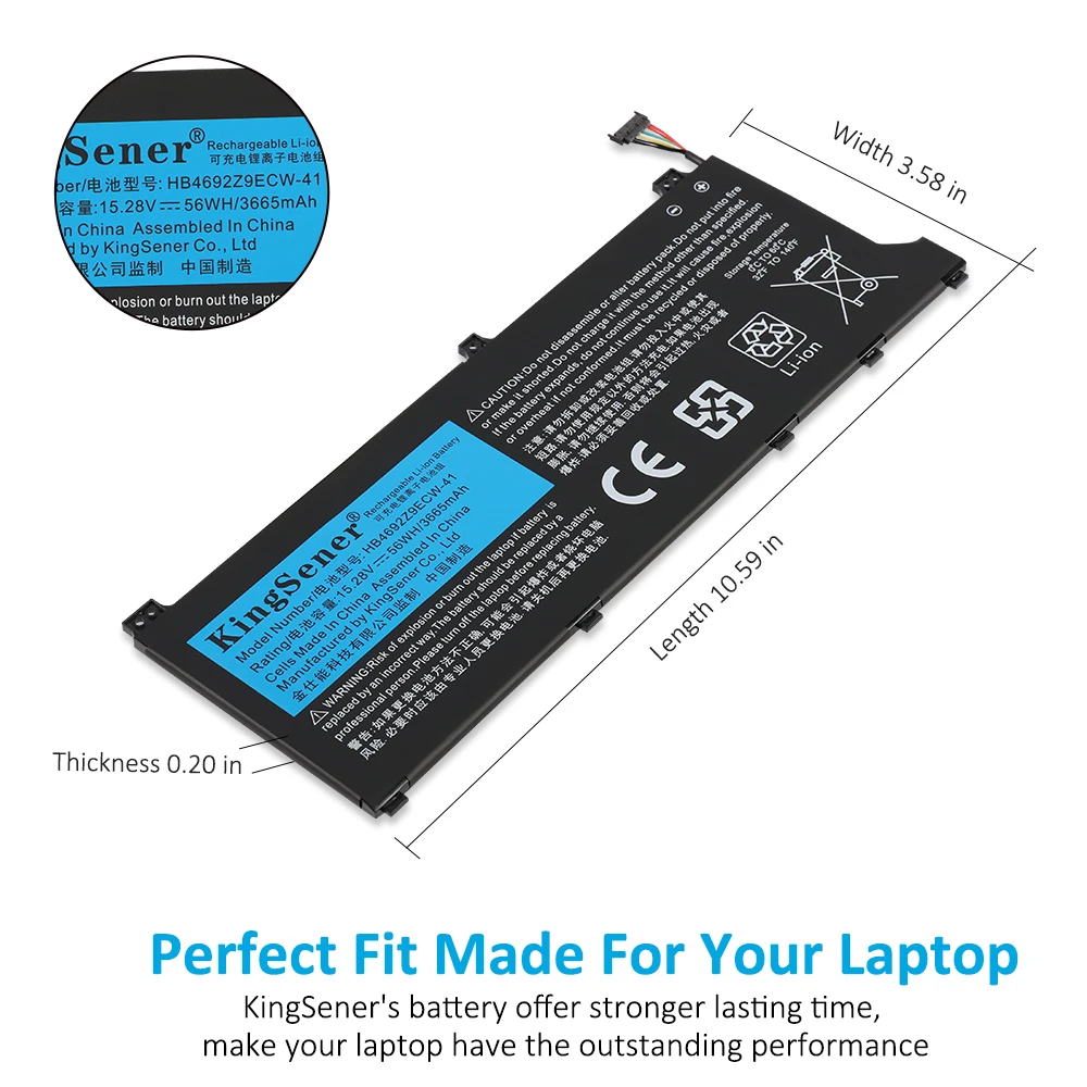 KingSener HB4692Z9ECW-41 4ICP5/62/81 Battery For Huawei Honor MateBook D14-53010TVS Magicbook 14 HB4692Z9ECW-22A NBLK-WAX9X 56WH