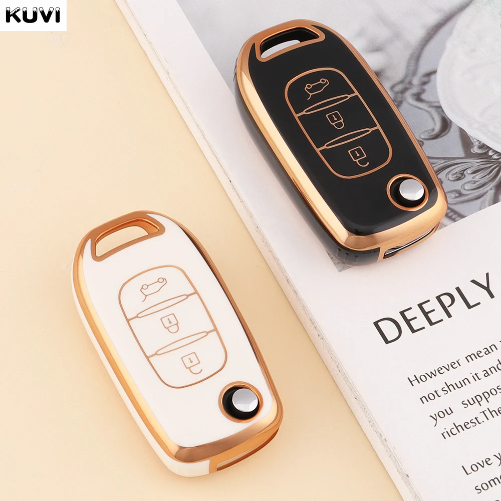 

Kuvi For Renault Kadjar Captur Megane Sandero Stepway Logan Clio 5 Arkana 2020 2021 TPU Car Flip Key Case Cover Key Protector