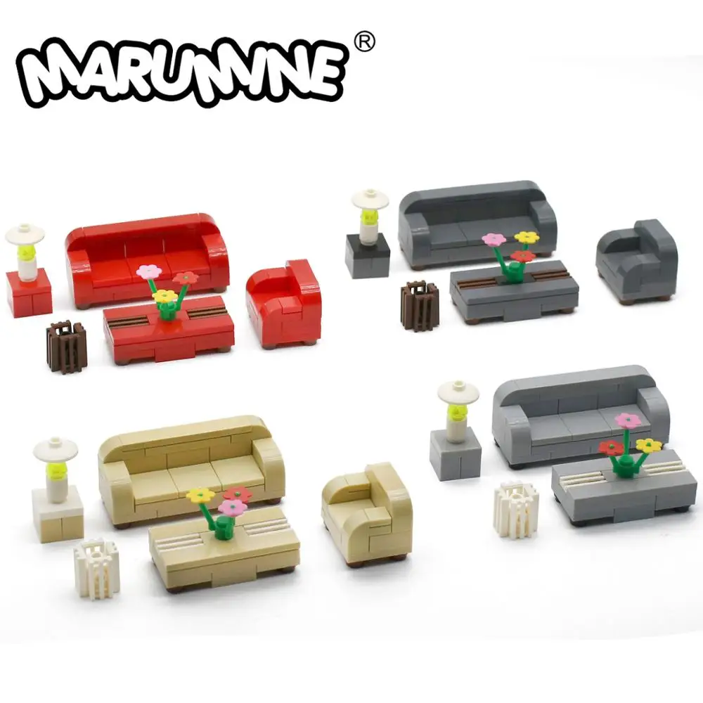 

MARUMINE Building Bricks Sofa Set 80PCS 4Colors Compatible with Decool Blocks Model Toys For Kids Gift Children Educational Toys