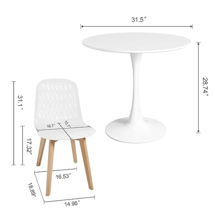 Mid Century Modern Round Dining Table Set for 4 with Chairs in Dining Room Small Kitchen Office Cafe Restaurants